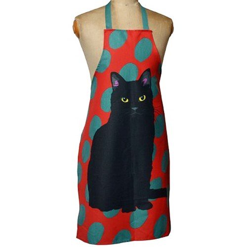 Cotton Spotty Black Cat Apron